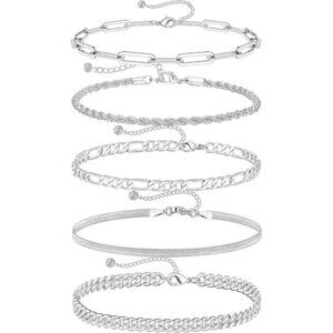 Women's Waterproof 14K Gold Plated Jewelry Trendy Thin Dainty Stackable Cuban